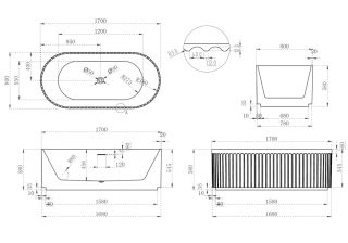 Акриловая ванна ABBER AB9410-1.7 170x80см белый